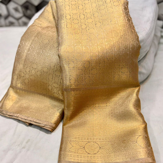 Gold Color Banarasi Tissue Silk Saree Alna Apparels