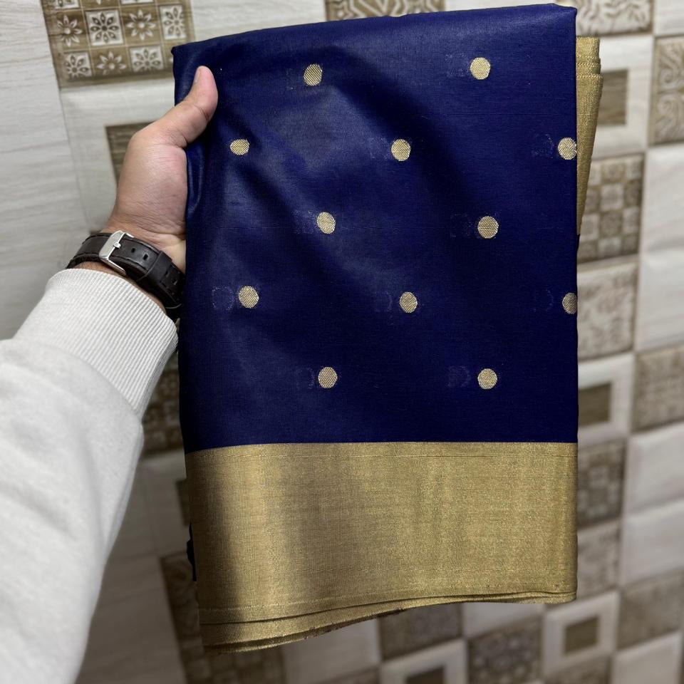 Athithi Sankar inspired Navy Blue Banarasi Kathan Silk Saree Alna Apparels