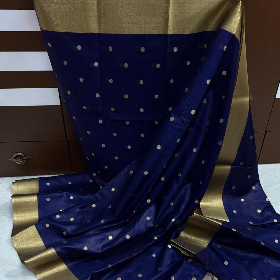 Athithi Sankar inspired Navy Blue Banarasi Kathan Silk Saree Alna Apparels