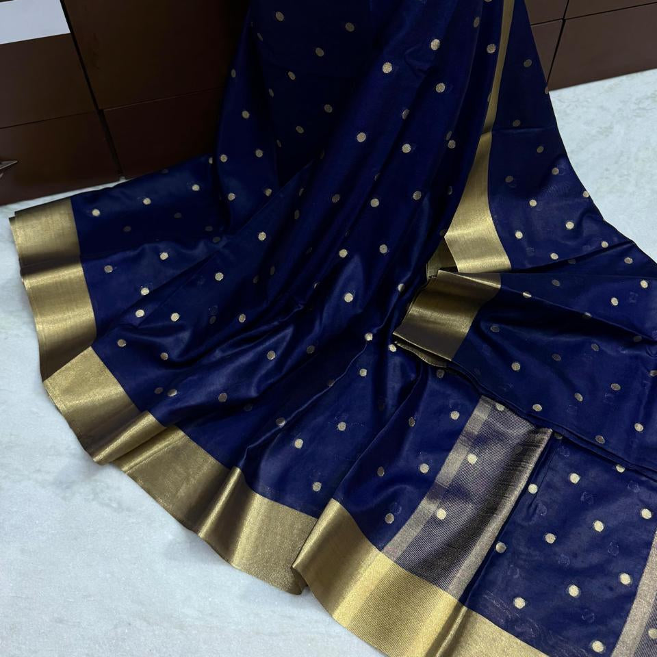Athithi Sankar inspired Navy Blue Banarasi Kathan Silk Saree Alna Apparels