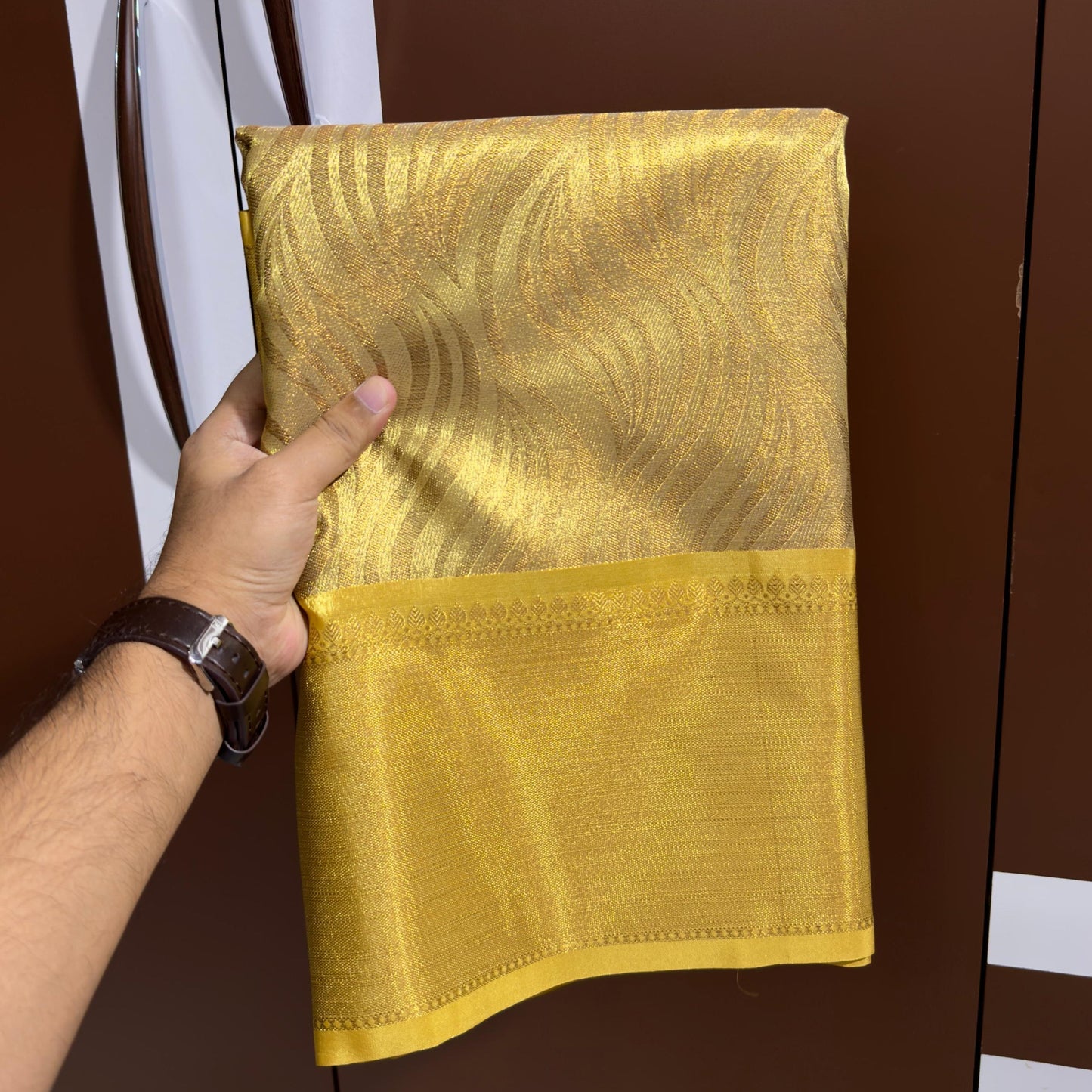 Gold Color Banarasi Tissue Silk Saree Alna Apparels