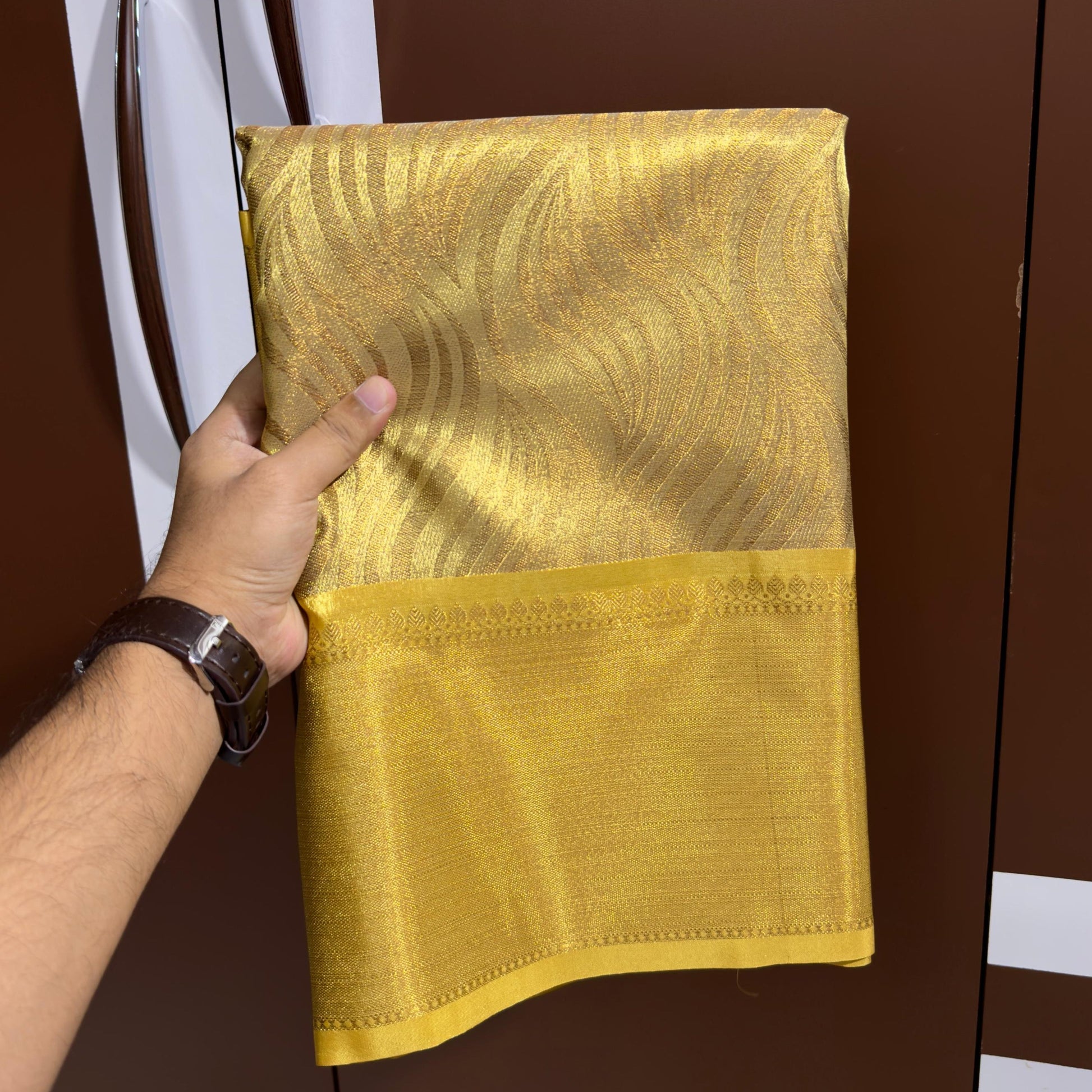 Gold Color Banarasi Tissue Silk Saree Alna Apparels