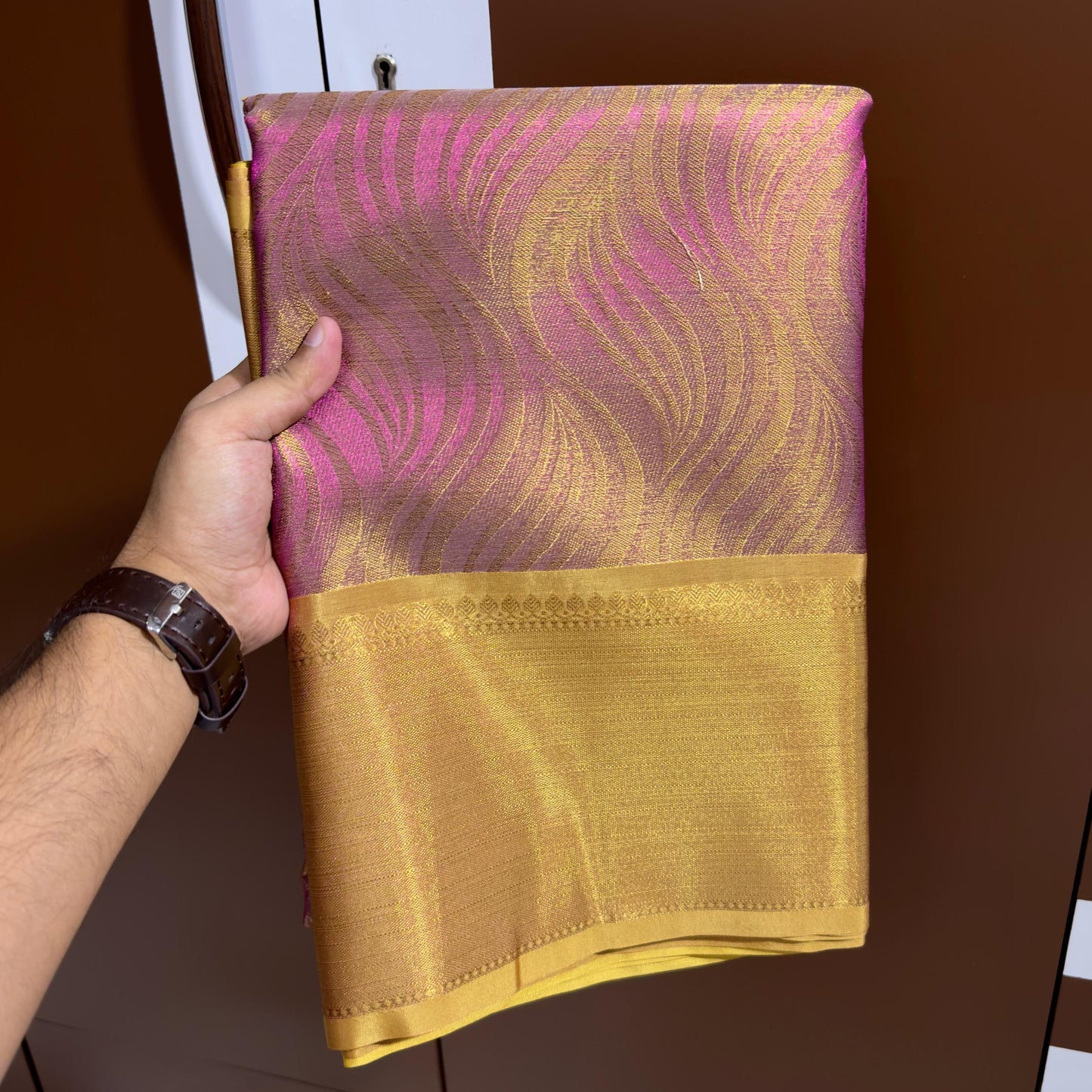 Pink Color Banarasi Tissue Silk Saree Alna Apparels