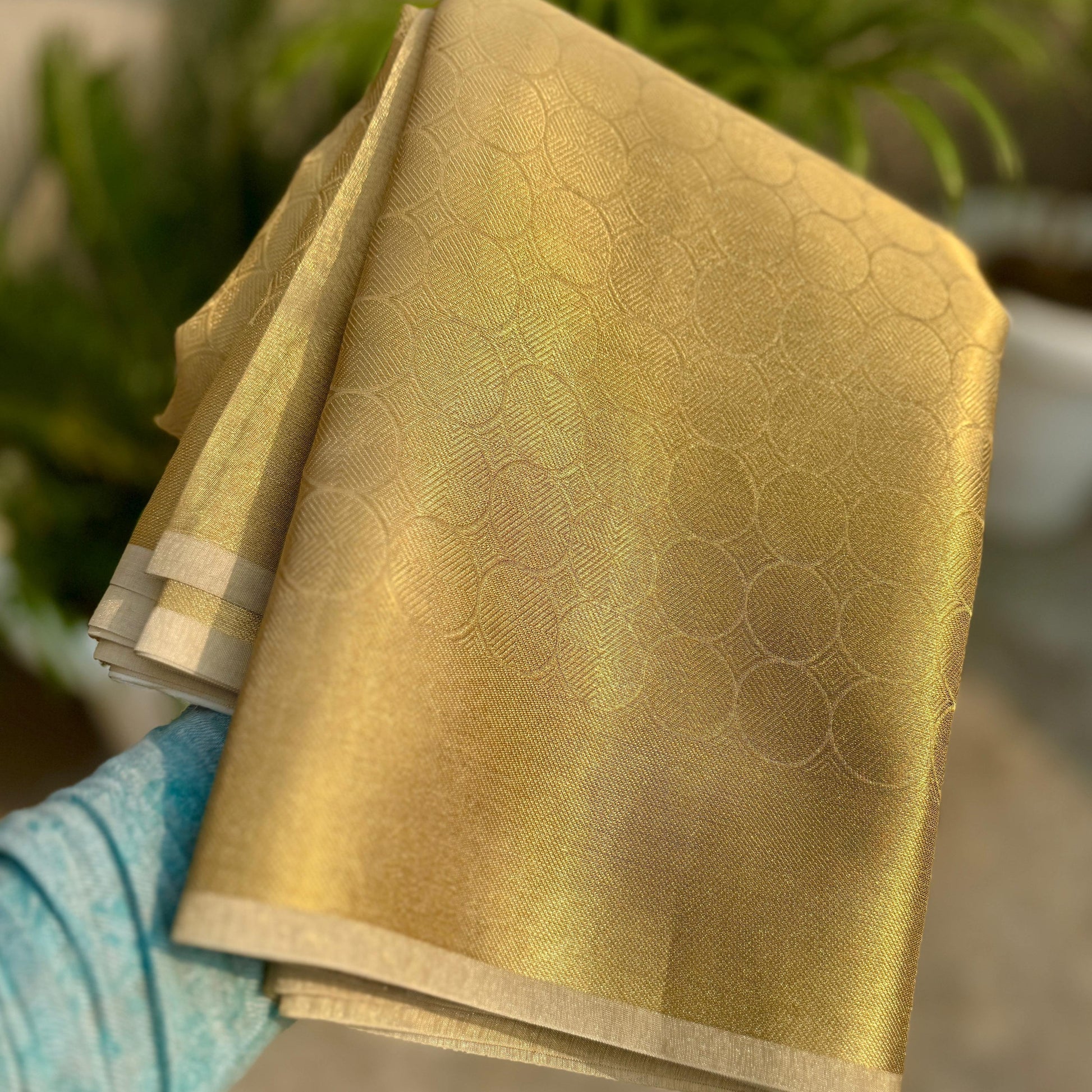 Keerthi Suresh inspired Gold Banarasi Tissue Silk Saree Alna Apparels