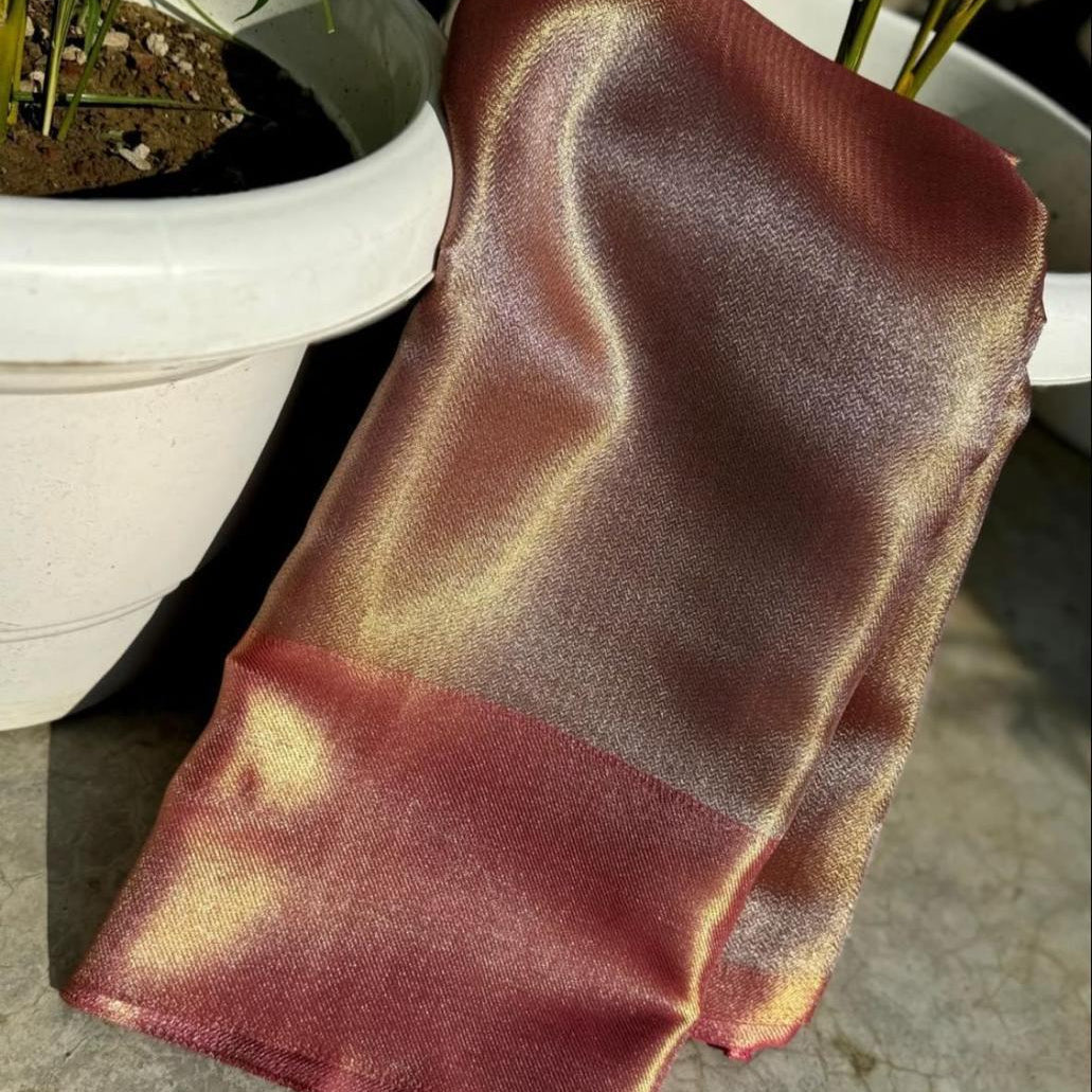 Jothika inspired Pink Banarasi Tissue Silk Saree Alna Apparels