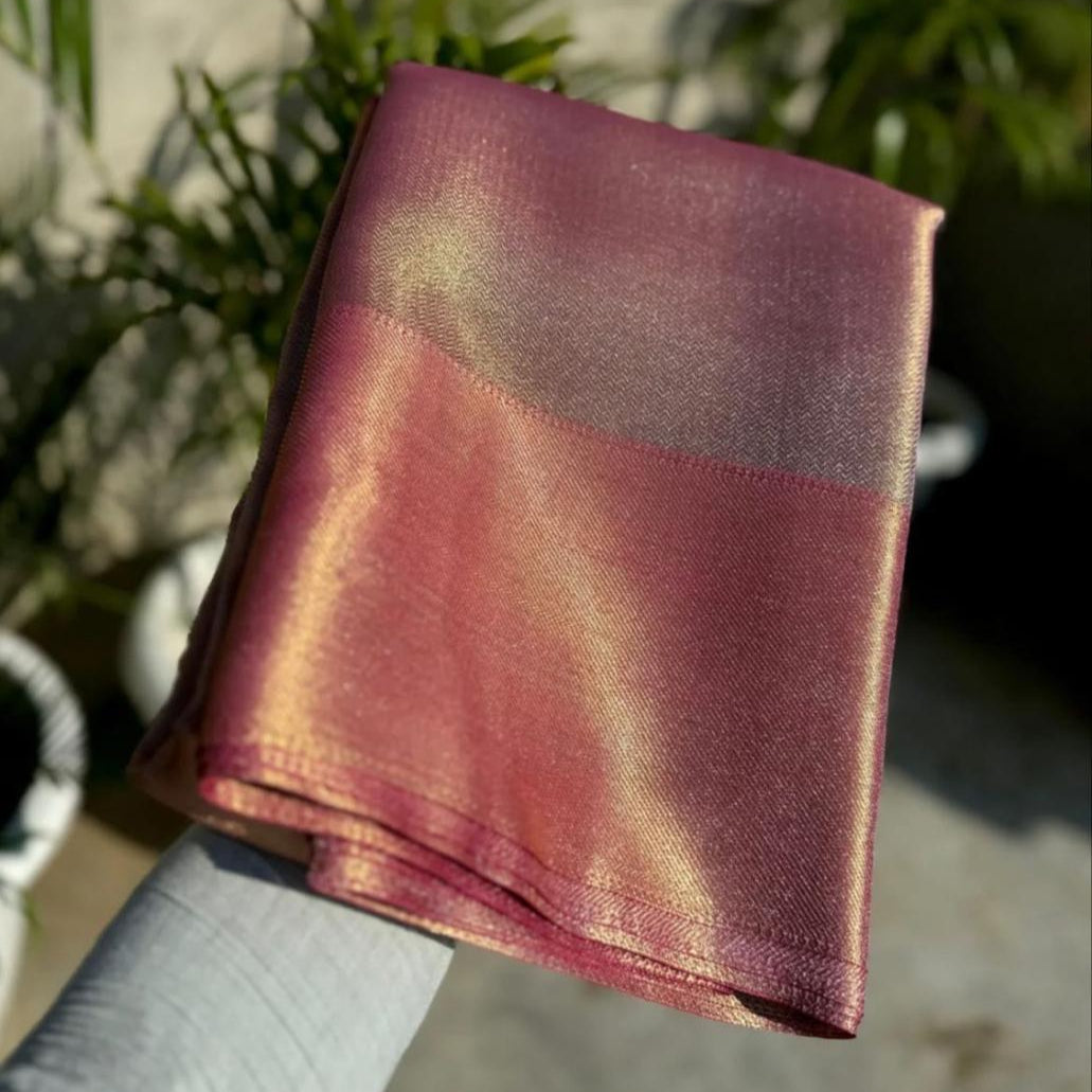 Jothika inspired Pink Banarasi Tissue Silk Saree Alna Apparels