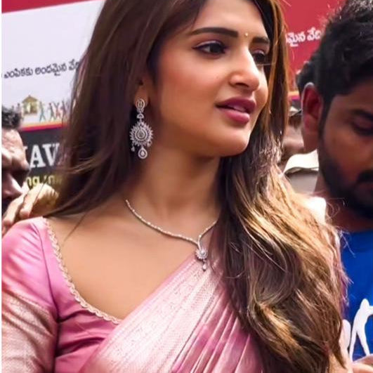 Srileela inspired Pink Banarasi Tissue Silk Saree Alna Apparels