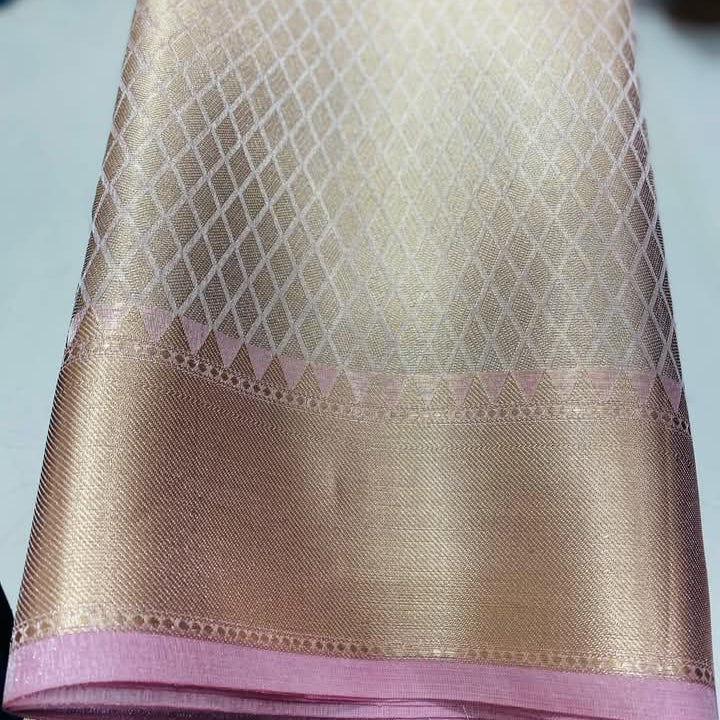 Deepika Padukone inspired Gold Banarasi Tissue Silk Saree Alna Apparels