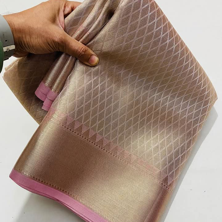 Deepika Padukone inspired Gold Banarasi Tissue Silk Saree Alna Apparels