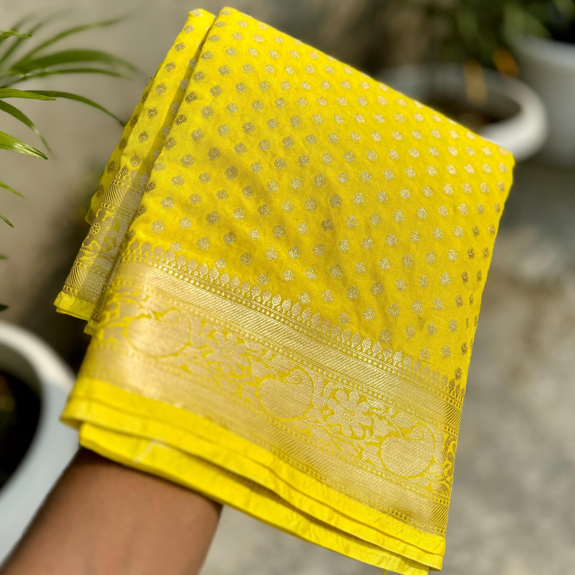 Light Yellow Banarasi kathan Soft Silk Saree Alna Apparels