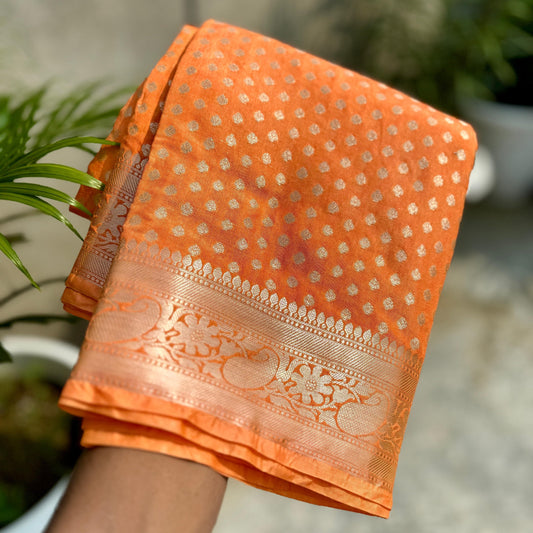 Orange Color Banarasi kathan Soft Silk Saree Alna Apparels