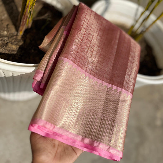 Pink Banarasi Tissue Silk Saree Alna Apparels