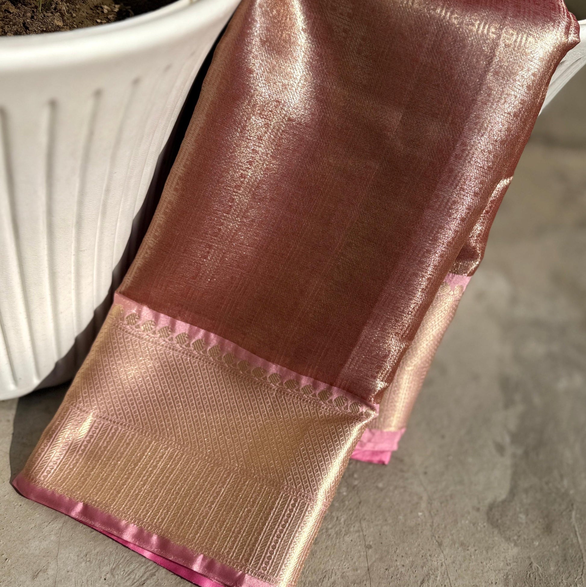Pink Banarasi Tissue Silk Saree Alna Apparels
