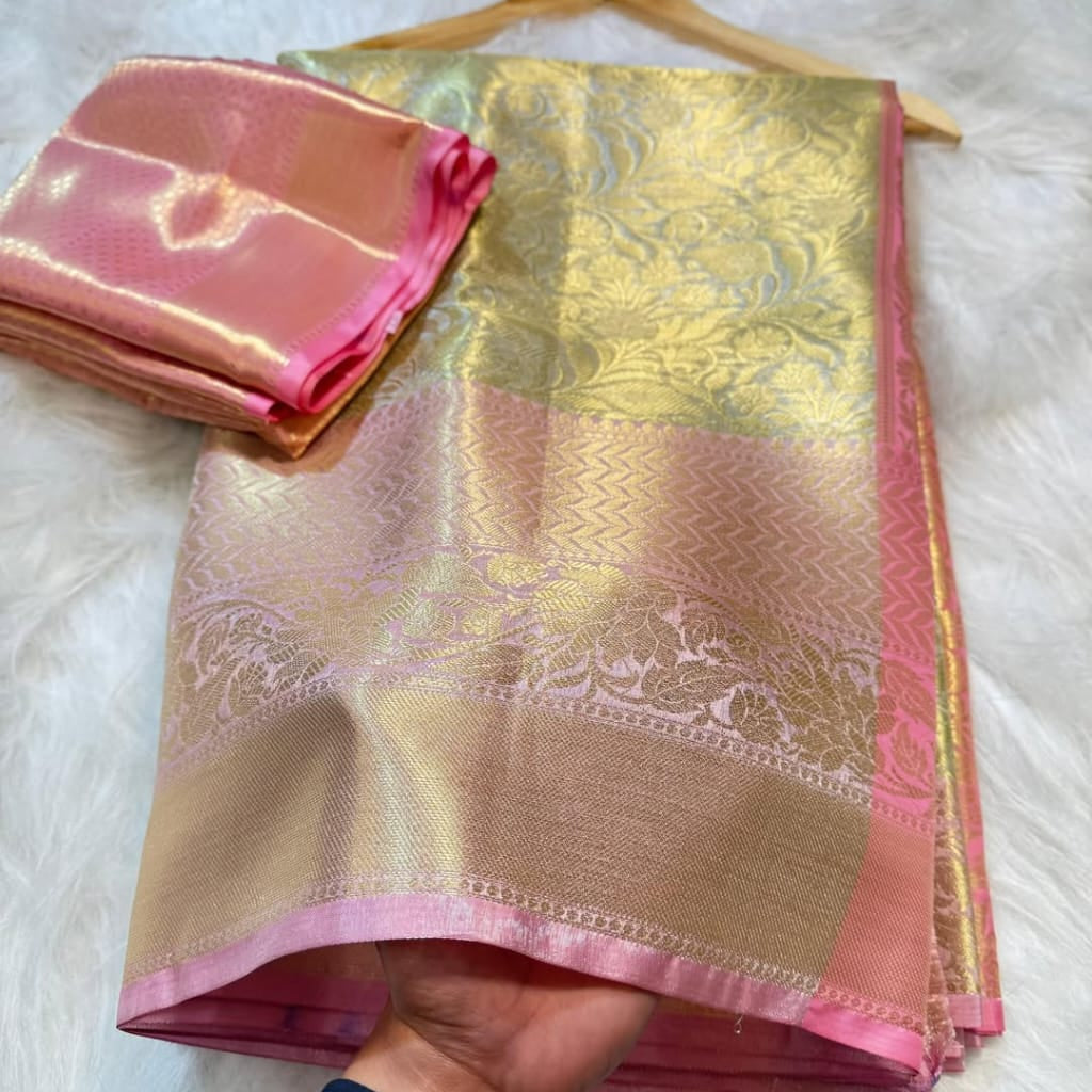 Gold Color Banarasi Tissue Silk Saree Alna Apparels