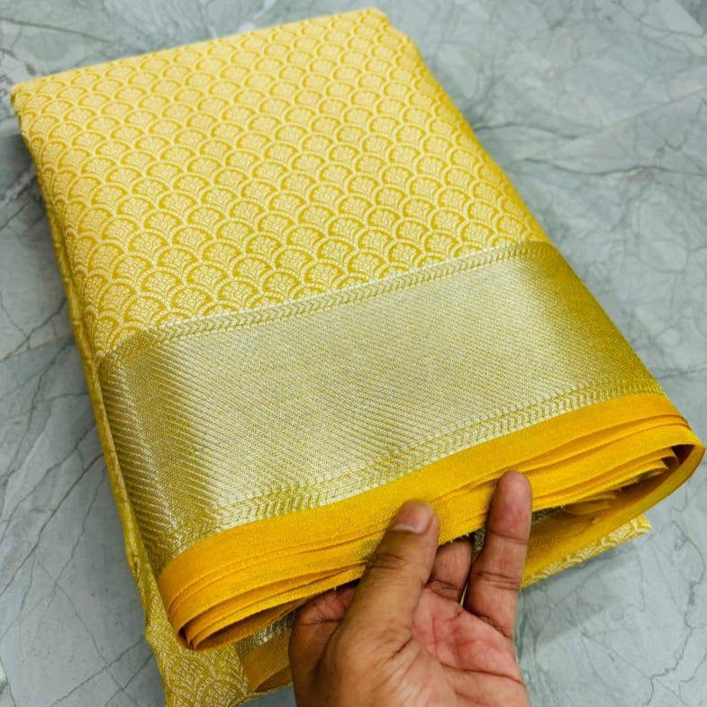 Yellow Color Banarasi Tissue Silk Saree Alna Apparels