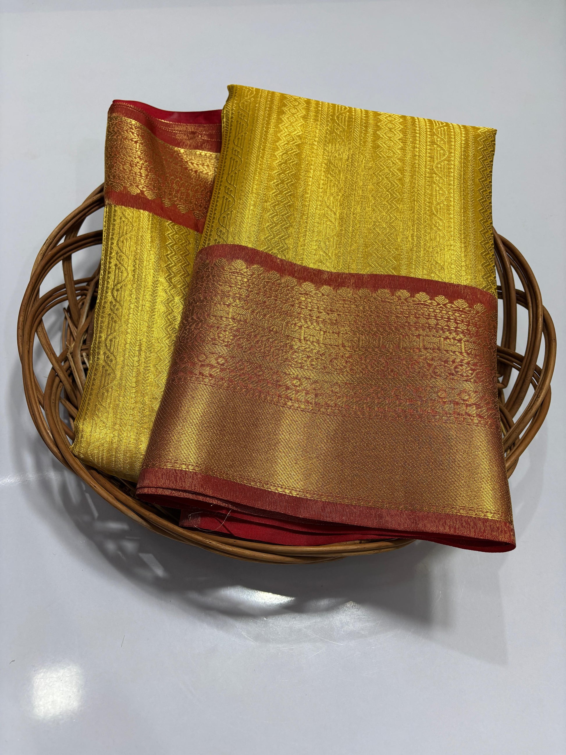 Sneha Mam Inspried Gold Banarasi Tissue Silk Saree Alna Apparels