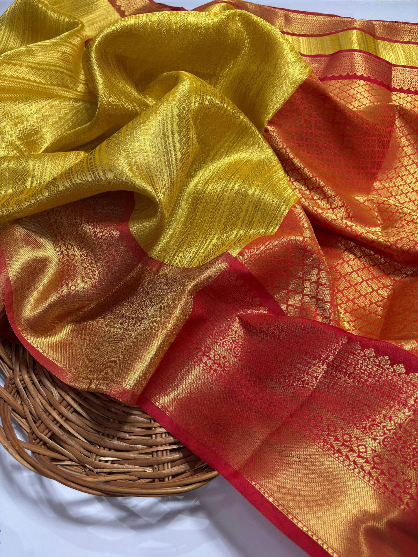 Sneha Mam Inspried Gold Banarasi Tissue Silk Saree Alna Apparels