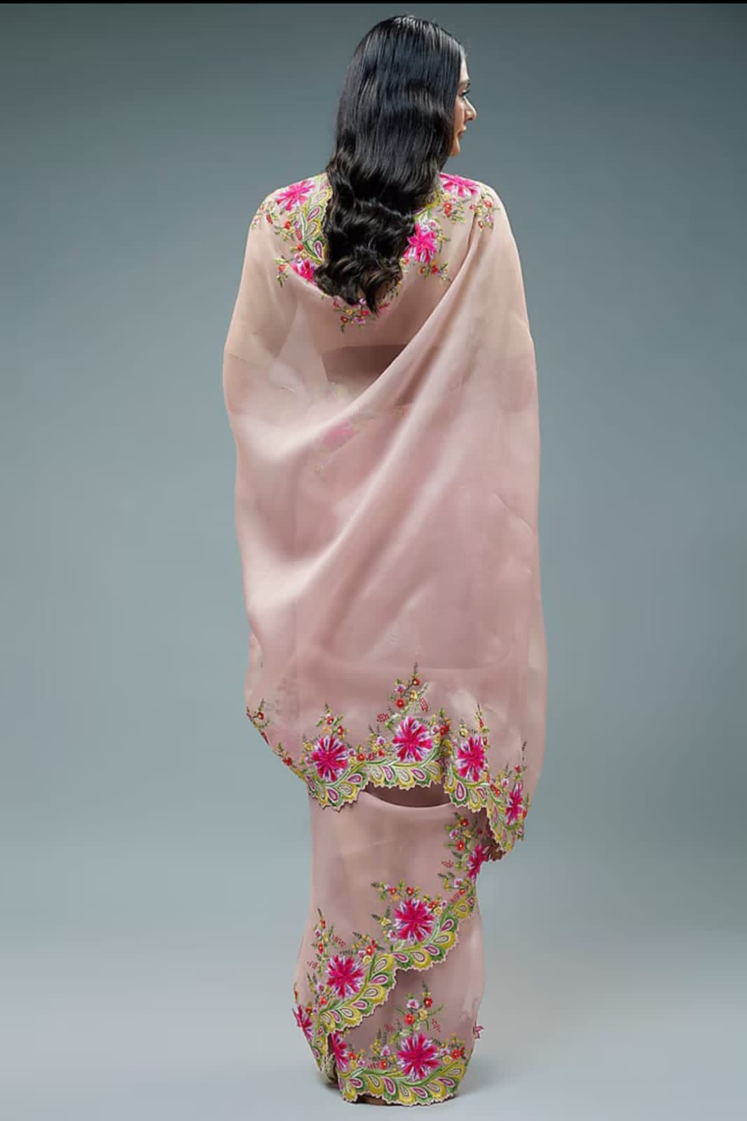 Pink Banarasi Dayble Cora Organza Silk Saree With Cutwork Alna Apparels
