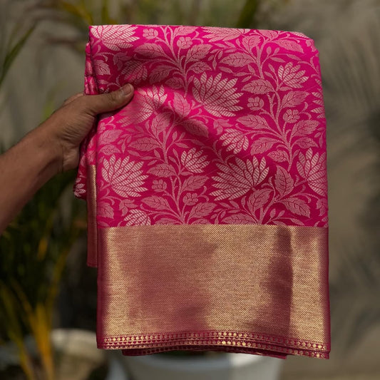 Pink Color Banarasi Tissue Silk Saree Alna Apparels