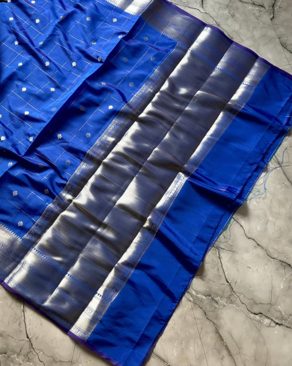 Blue  Color Banarasi  kathan Soft Silk Saree Alna Apparels