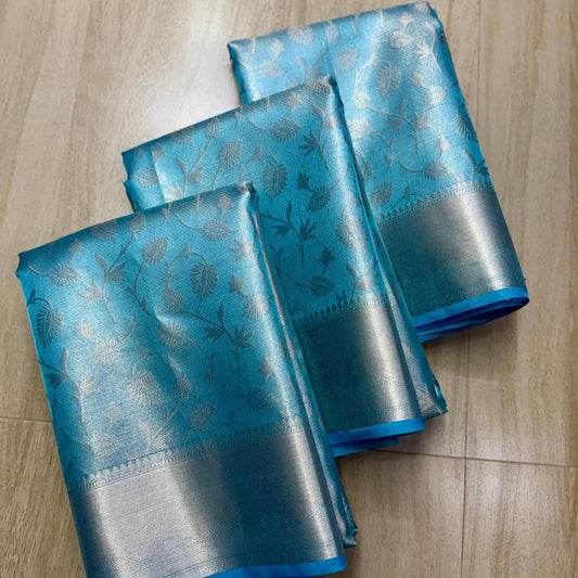 Blue  Banarasi Tissue Silk Saree Alna Apparels