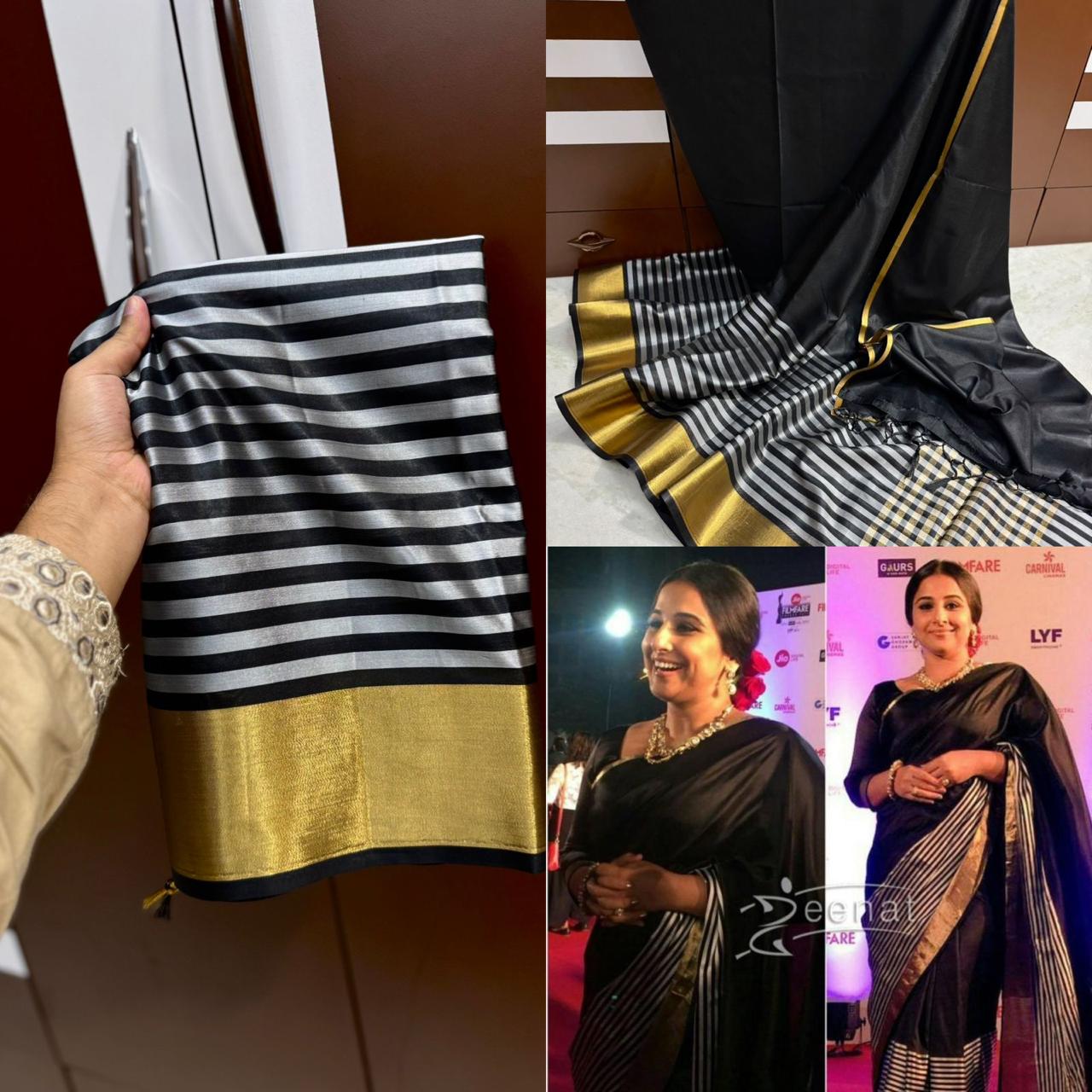 Black Banarasi Kathan Soft Silk Saree Alna Apparels