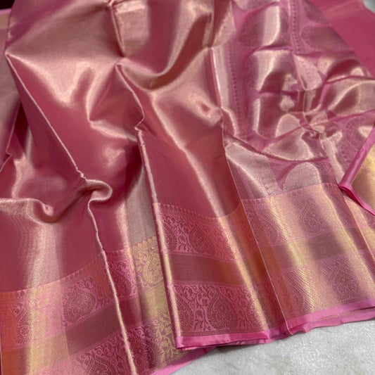 Pink Banarasi Tissue Silk Saree Alna Apparels