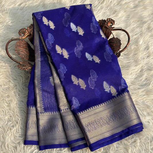 Blue Banarasi Organza Silk Saree Alna Apparels