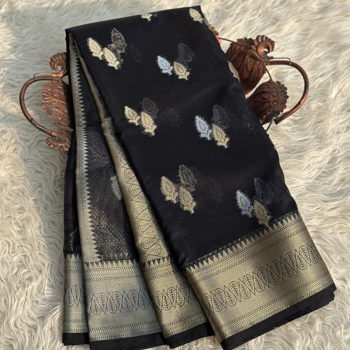 Black Banarasi Organza Silk Saree Alna Apparels