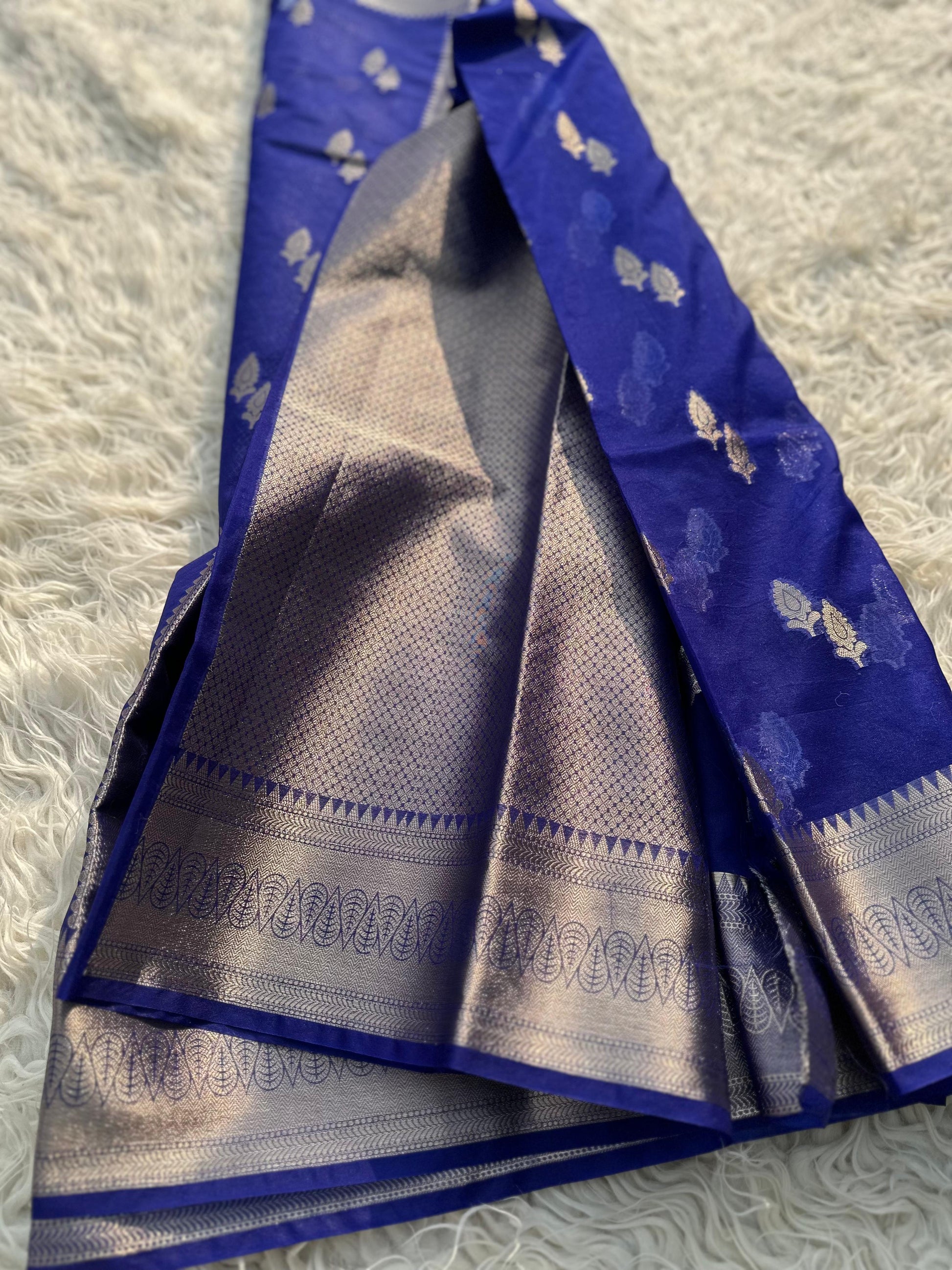 Blue Banarasi Organza Silk Saree Alna Apparels