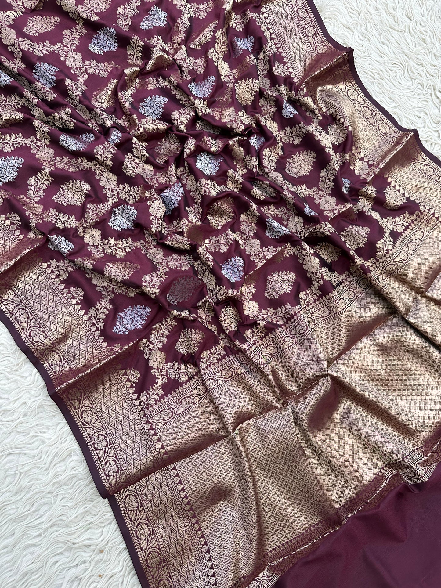 Banarasi Semi Kathan Silk Sarees Brown