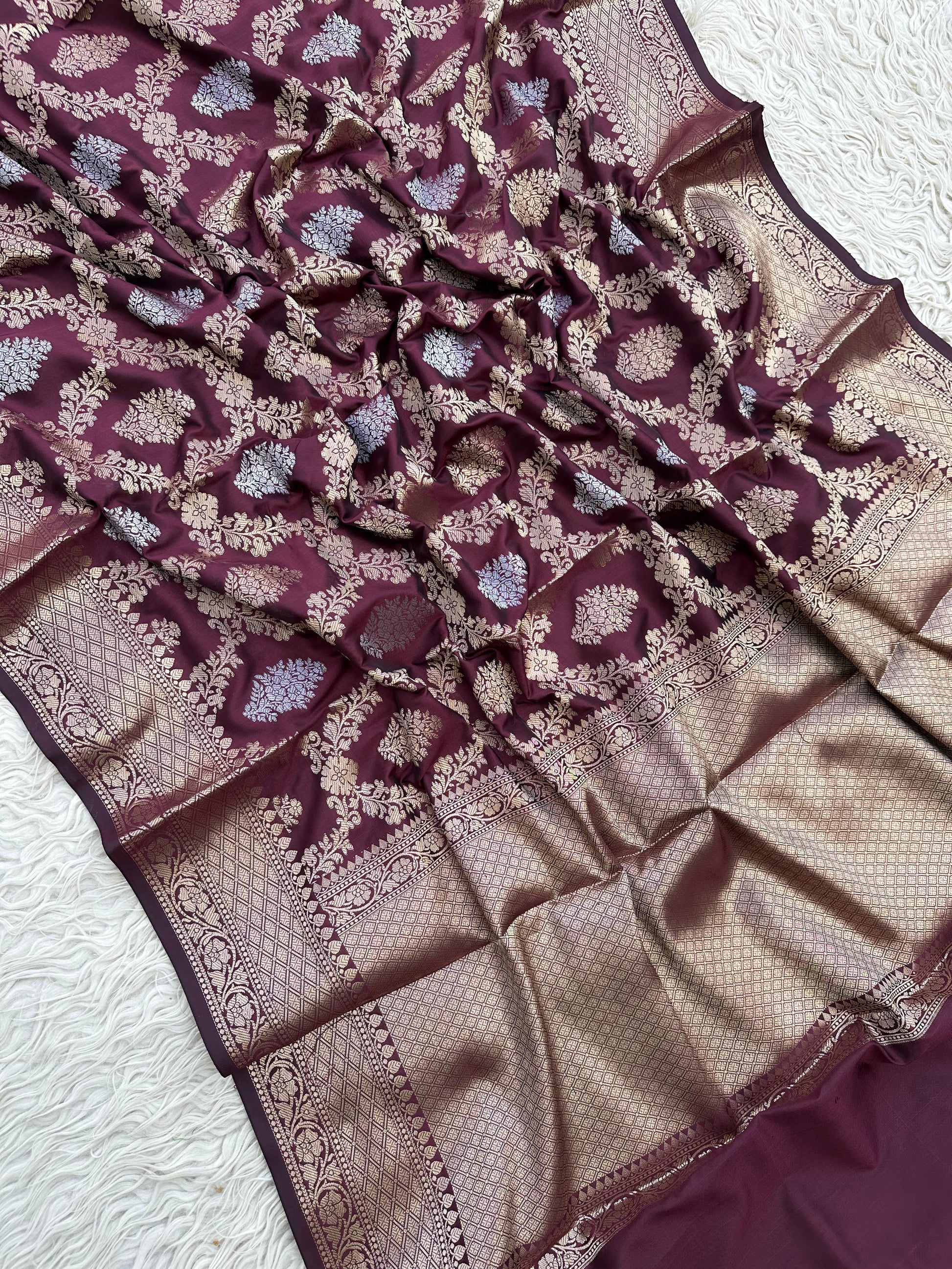 Banarasi Semi Kathan Silk Sarees Brown