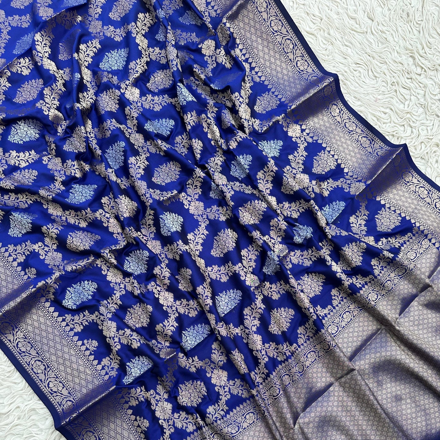 Blue Banaras Kathan Silk Sari