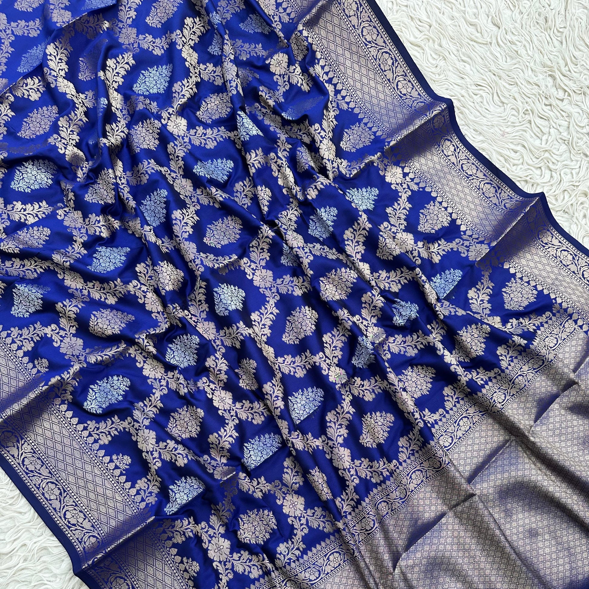 Blue Banaras Kathan Silk Sari