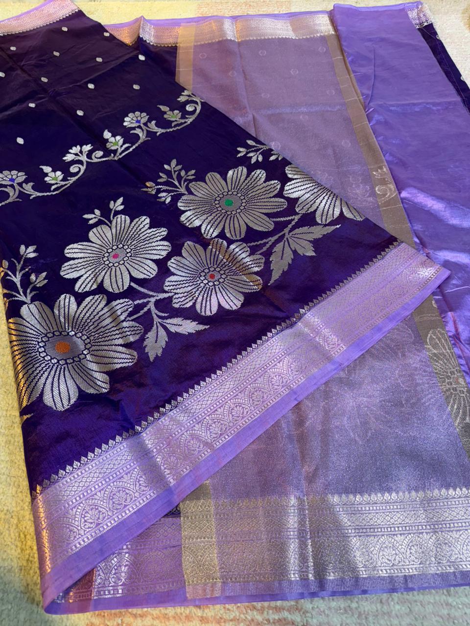 Purple Color Banarasi Kathan Soft Silk Saree Alna Apparels