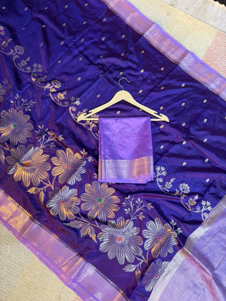 Purple Color Banarasi Kathan Soft Silk Saree Alna Apparels
