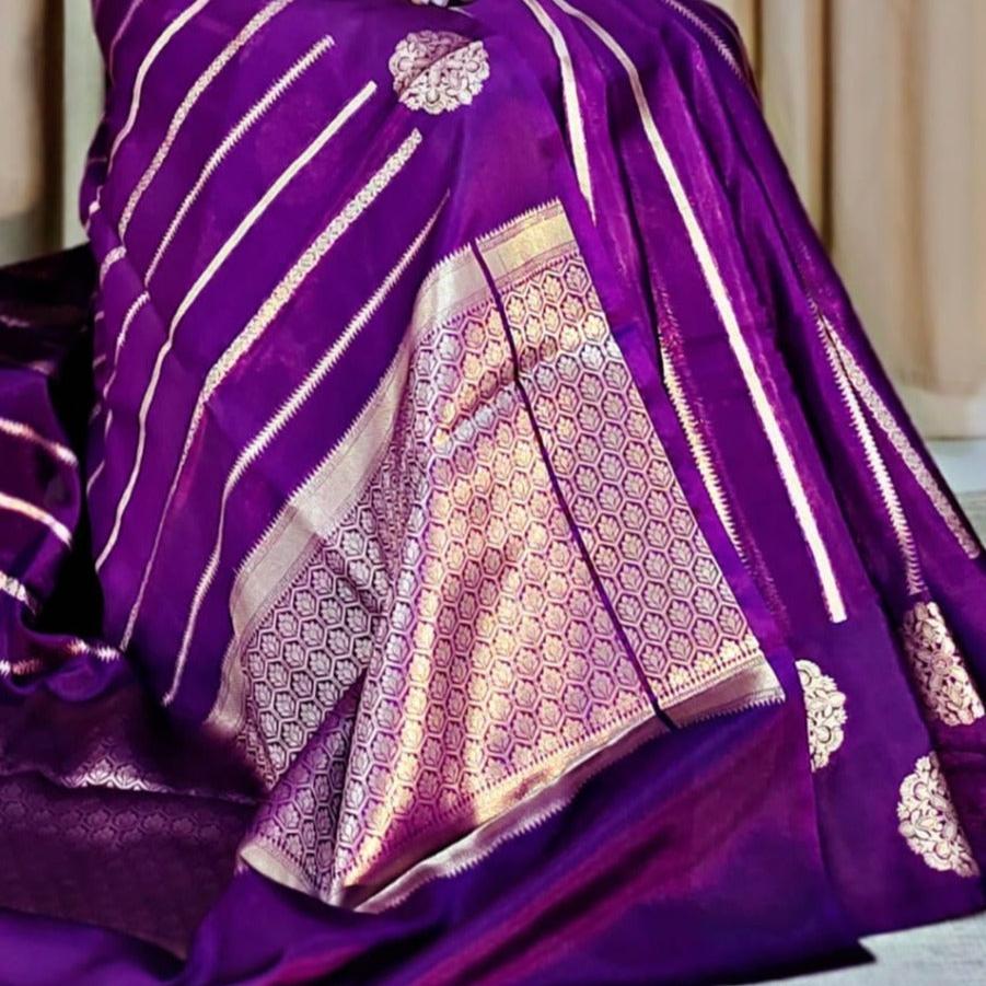 Purple Banarasi Warm Silk Saree Alna Apparels