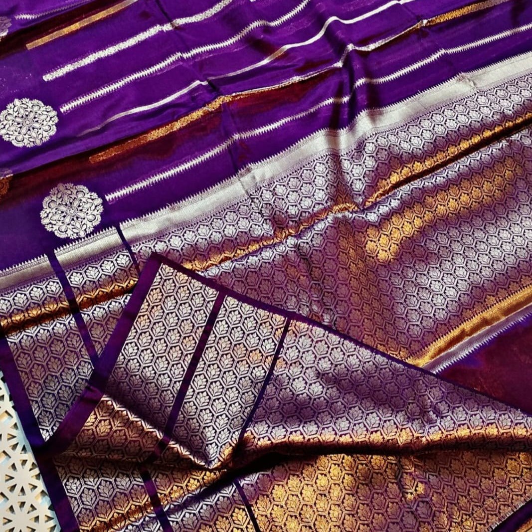 Purple Banarasi Warm Silk Saree Alna Apparels