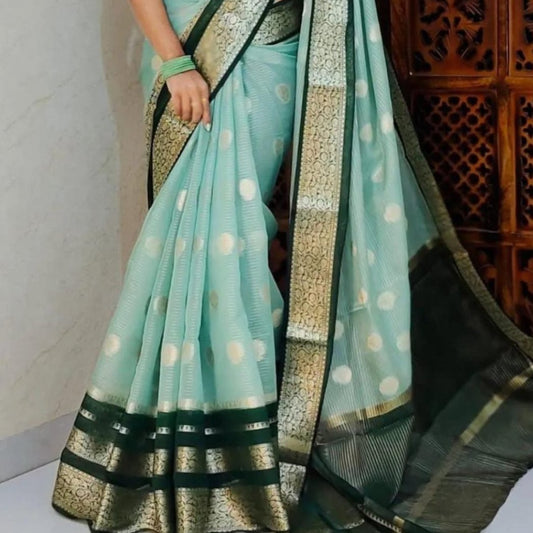 Green Banarasi Georgette Saree Alna Apparels