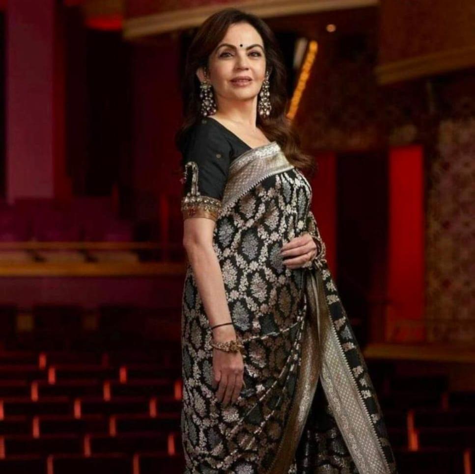 Black Banarasi Nita Ambani inspired Kathan Silk Saree Alna Apparels