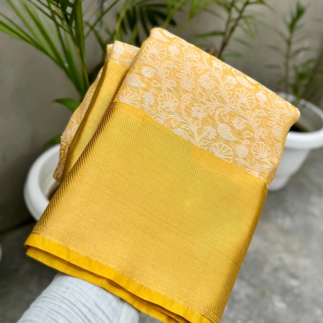Gold Color Banarasi Tissue Silk Saree Alna Apparels