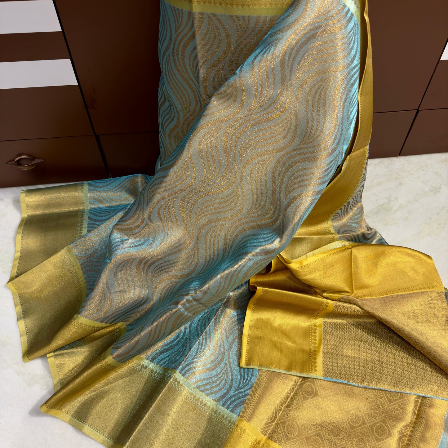Blue Color Banarasi Tissue Silk Saree Alna Apparels