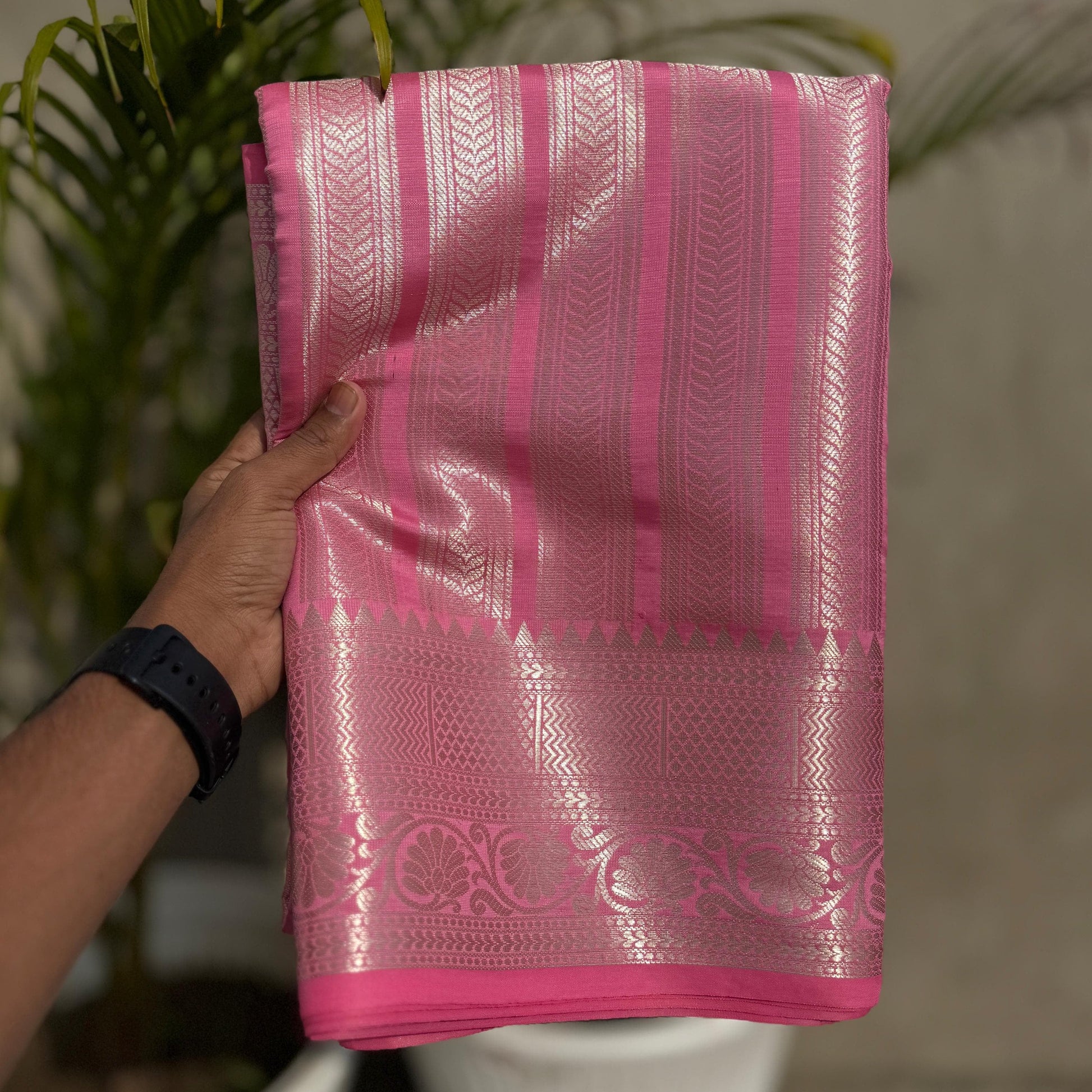 Srileela inspired Pink Banarasi Tissue Silk Saree Alna Apparels
