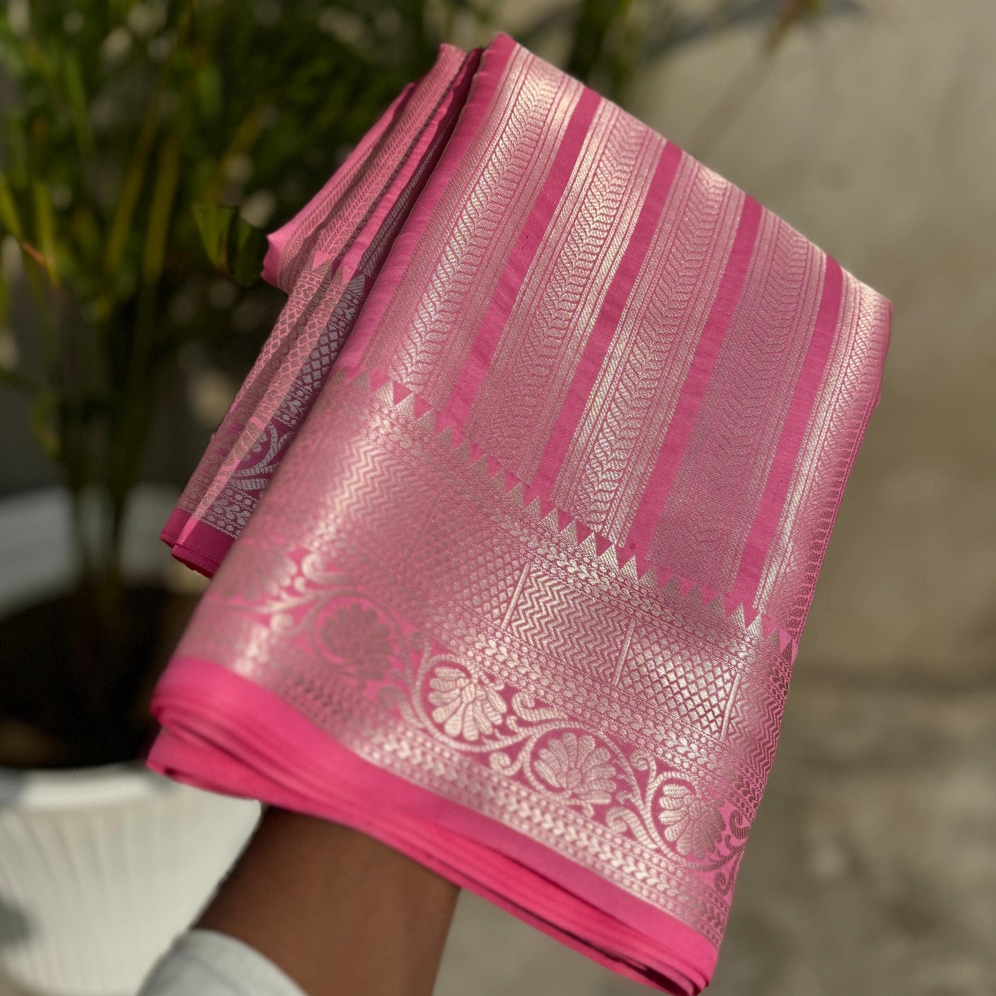Srileela inspired Pink Banarasi Tissue Silk Saree Alna Apparels