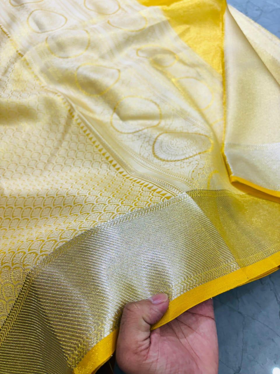 Yellow Color Banarasi Tissue Silk Saree Alna Apparels