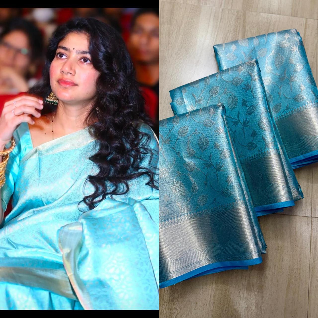 Blue  Banarasi Tissue Silk Saree Alna Apparels