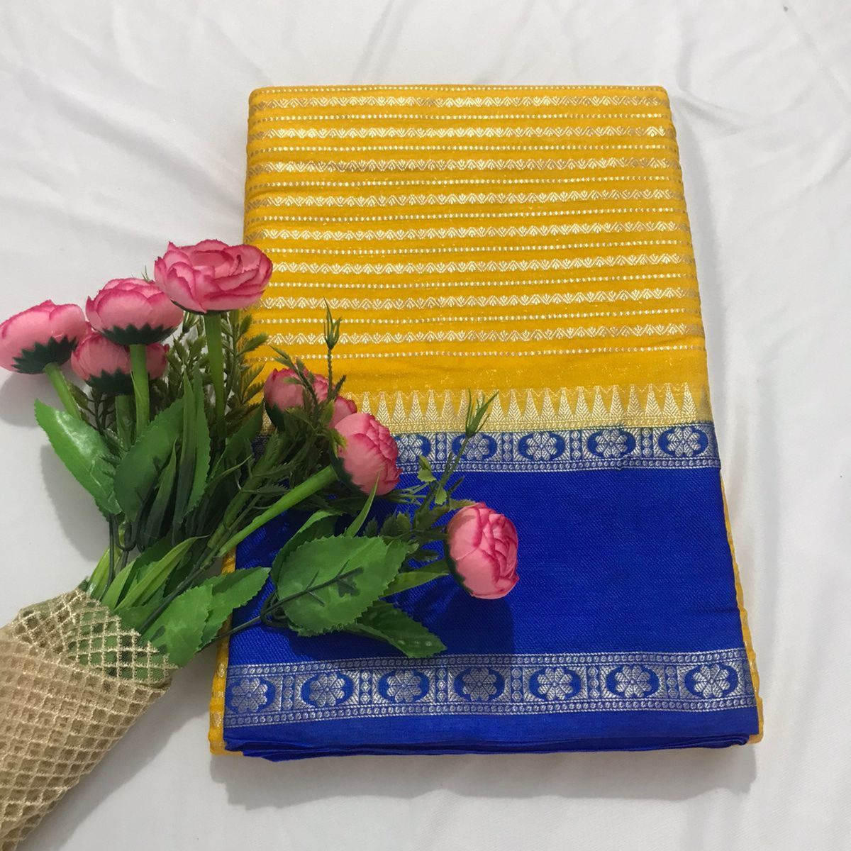 Yellow Banarasi Saree Alna Apparels