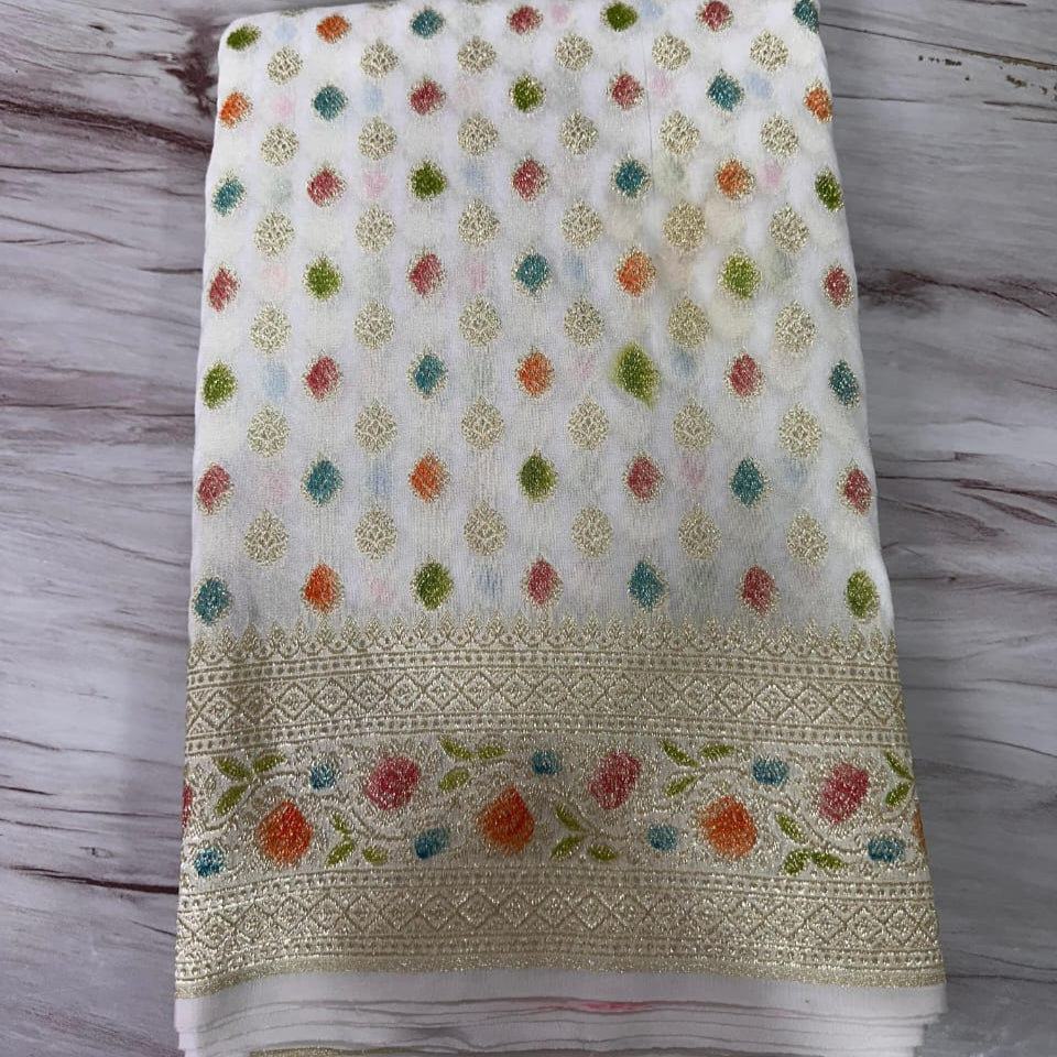 Banarasi Khaddi Georgette Daibal Hand Brush Soft Silk