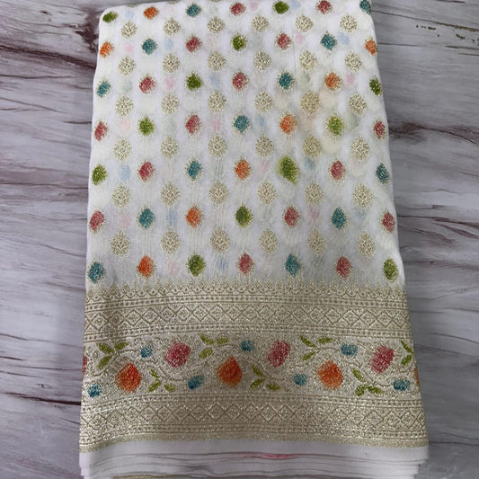 Banarasi Khaddi Georgette Daibal Hand Brush Soft Silk