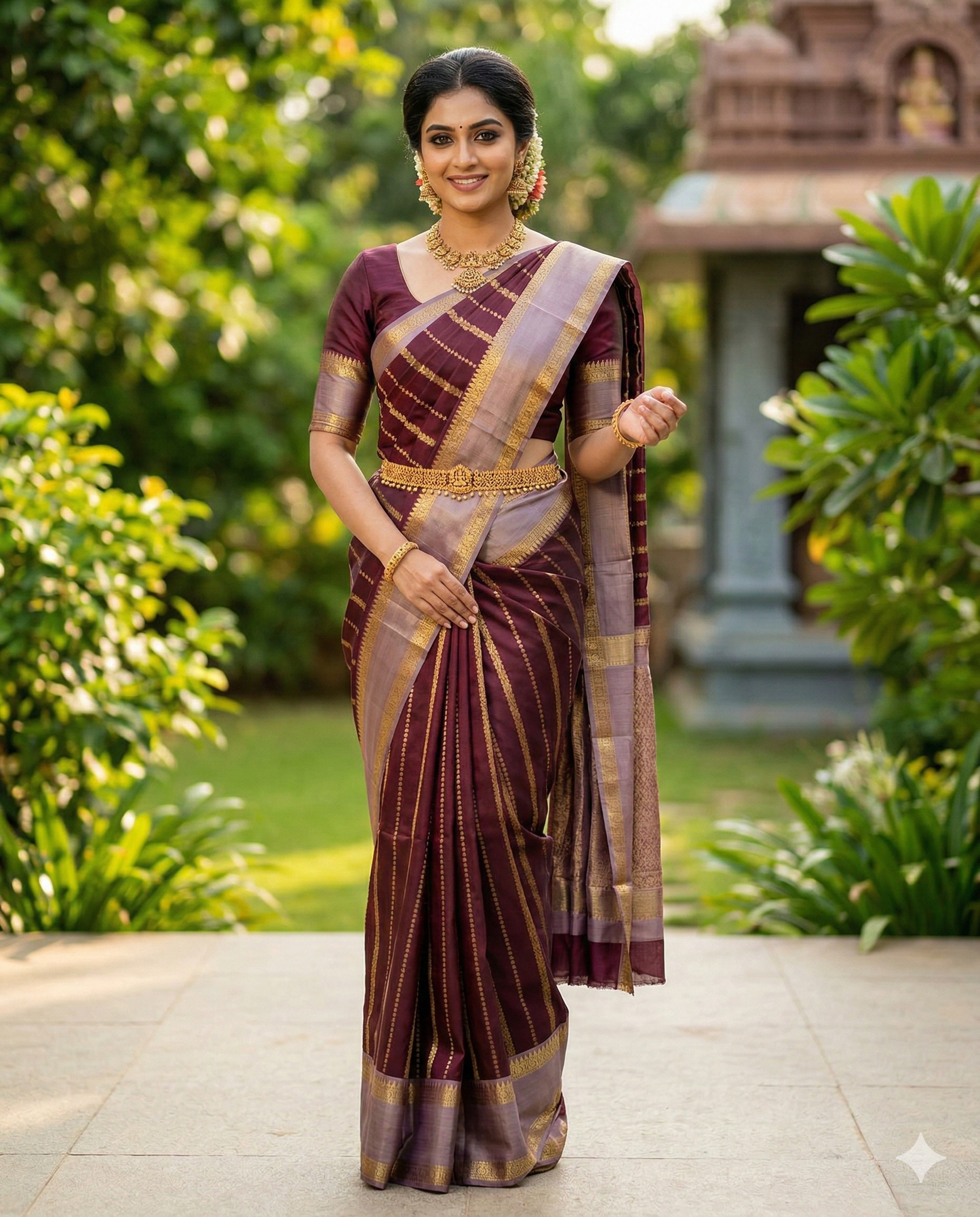 Wine Banarasi Kathan Soft Silk Saree Alna Apparels